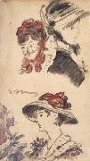 Edouard Manet Trois Tetes de femmes (mk40) oil on canvas